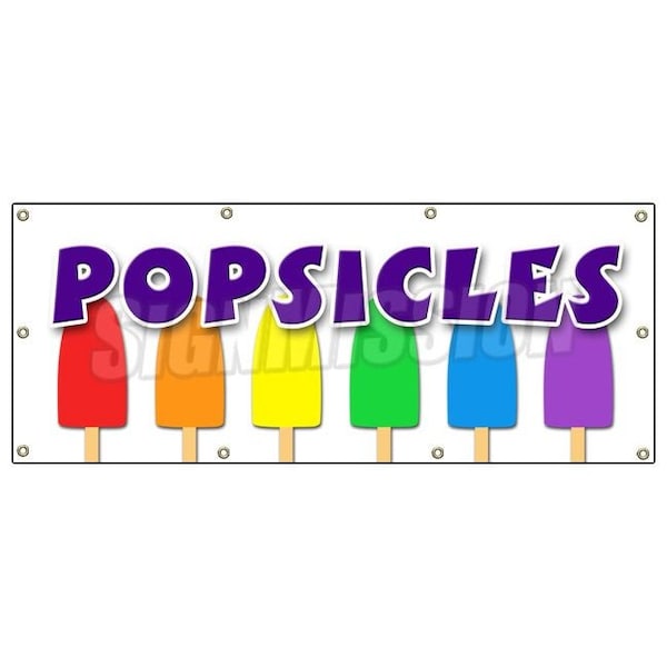 POPSICLES BANNER SIGN frozen fruit dessert ice pop stick freeze pop ice